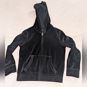 Abercrombie Kids Hoodie Full Zip Soft Velour Black Sz 5/6